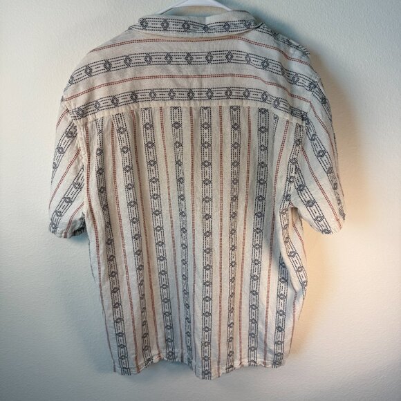 Mutual Weave Diamond & Stripes White/Red/Blue Button Down Short‎ Sleeve - Picture 2 of 6